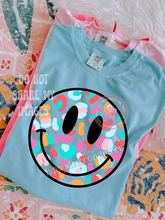 Leopard Print Smiley PNG Colorful Leopard Print PNG Smiley Face PNG Summer Vibes Png Retro Happy Boho