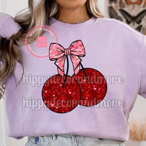 Cherry Shirt Design Cherry PNG Sparkly Faux Glitter Cherries PNG Valentines Day PNG Cute Trendy Girly