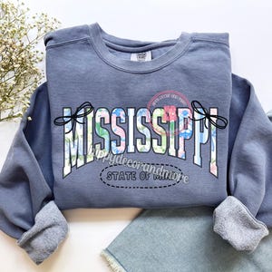State PNG Floral Coquette Mississippi PNG Trendy Girly Shirt Design Coquette Bow State Shirt Design