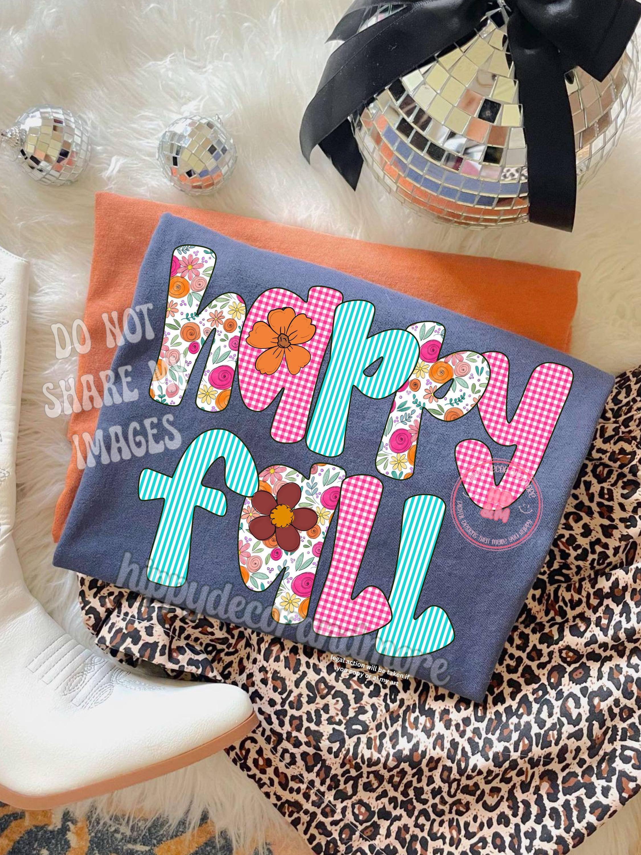 Seersucker PNG Checkered Floral Grandmillenial Happy Fall PNG Shirt Design Fall PNG Mama