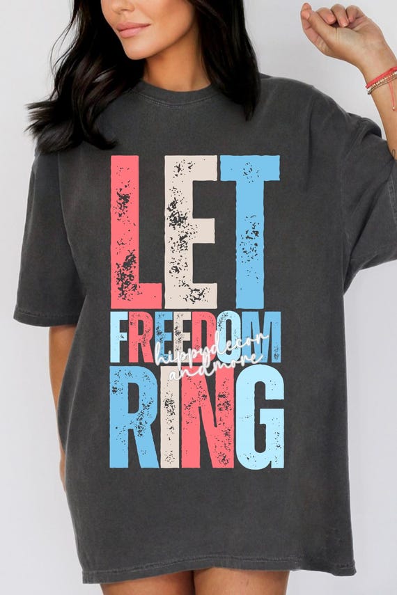 Fourth Of July PNG Distressed Trendy Summer Tshirt Design 4th of July USA PNG Let Freedom Ring Png