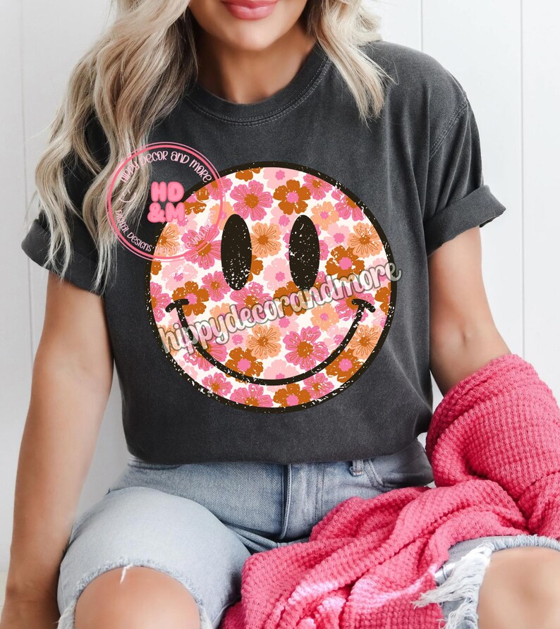 Flower PNG Retro Flowers PNG Summer Fall Smiley Face PNG Floral Smiley ...