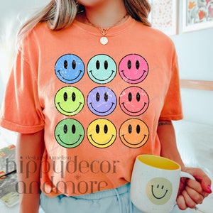 Distressed Happy Faces PNG Colorful Happy Face PNG Retro png Sublimation Retro Smiley PDF Happy Face Shirt Happy png 300 dpi