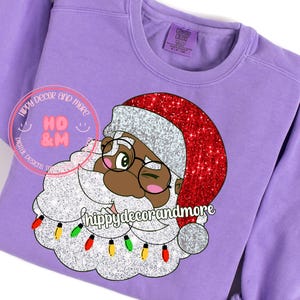 Santa PNG Black Santa Brown Santa Christmas PNG Sparkly Black Santa Shirt Sublimation Design Holiday PNG