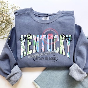 State PNG Floral Coquette Kentucky PNG Trendy Girly Shirt Design Coquette Bow State Shirt Design