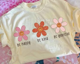 Be Happy Daisy PNG Distressed Smiley Faces PNG Daisy Png Daisy Smiley Shirt Design Retro PNG Cute Girly Be Kind Be Grateful Png Daisy Smile