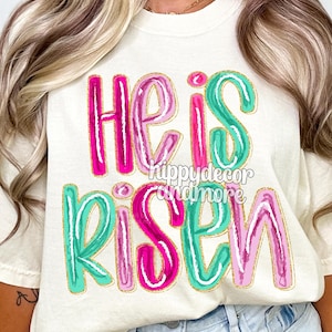 He Is Risen PNG Girly Coquette Christian Shirt Sublimation Design Brush Strokes Faith PNG Jesus Shirt Design Easter Spring