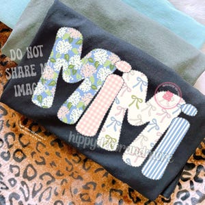 Mimi PNG Coquette Girly Floral Bows Blue Pink Hydrangeas Grandmillenal PNG Vintage Grandma Mama Shirt Design Easter Mothers Day