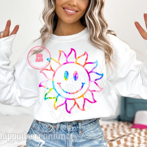 Sunshine Smiley Face PNG Sun PNG Sunshine PNG Smiley Sun Shirt Design Tie Dye Sunshine
