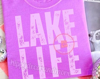 Lake Life Beach Life PNG Summer PNG Neon Trendy Summer Shirt Design Distressed Beach PNG Lake Pool River Png Lake Shirt Design