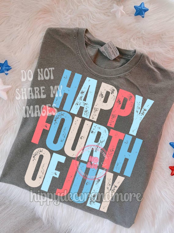 Happy Fourth Of July PNG Distressed Trendy Summer Tshirt Design 4th of July USA PNG