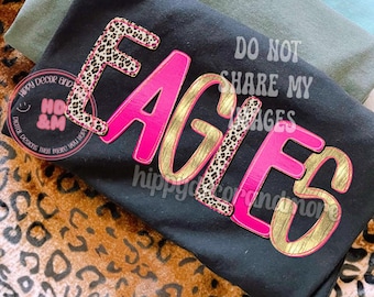 Preppy Mascot PNG Eagle PNG Pink Leopard Print Metalic Gold Girly Girl Mascot School Mascot