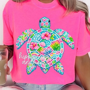 Turtle PNB Summer PNG Beach Vibes Bright Cheerful Neon Summer Shirt Design Coquette Summer Coastal
