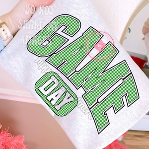 Game Day PNG Green Game Day Shirt Design Checkered School Mascot PNG Preppy Mascot Game Day Shirt Design Sports PNG Baseball Football Soccer