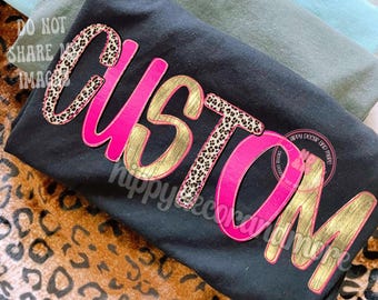 Custom Preppy Mascot PNG Custom PNG Pink Leopard Print Metalic Gold Girly Girl Mascot School Mascot
