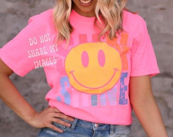 Sunshine Smiley Face png Comfort Colors Design Ideas Sublimation Transfers Trendy Summer png Girly Bright Shirts Retro Happy Face Digitals