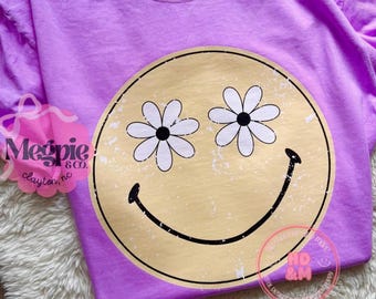 Retro Smiley Face PNG Daisy PNG Happy Distressed Retro Happy Face Sublimation Retro Happy Face Daisy Happy Face png