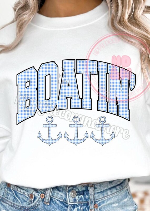 Boatin’ Anchors PNG Blue Checkerboard Gingham Beach Vibes Lake Day Lake Coquette Summer Cruise PNG