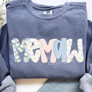 Memaw PNG Coquette Girly Floral Bows Blue Pink Hydrangeas Grandmillenal PNG Vintage Grandma Mama Shirt Design Mother’s Day