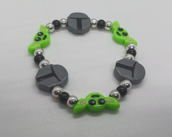 May 4th bracelet, Kandi beads, May 4th Line, green, black, silver, for adult or child,