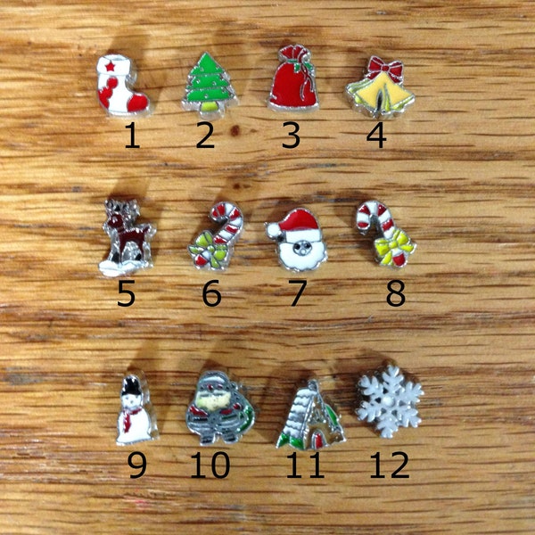 Christmas charms, floating charms, for floating lockets, Christmas,