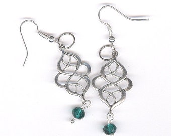 Celtic Knot Earrings, for wedding, pierced earrings, celtic knot, celtic earrings, silver earrings, add a bead, swap the bead,