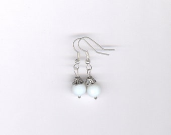 White Dangle earrings, New Year's Line, dangle earrings, drop earrings, charm earrings, beaded earrings,