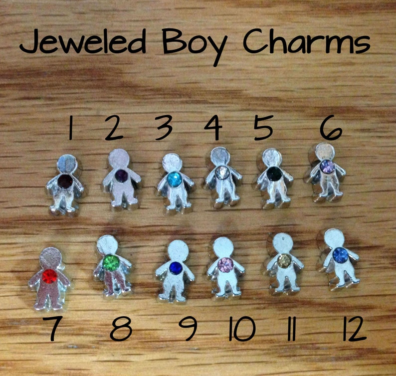 Floating jewelled kids, birthstones, boys and girls, kid charms, floating charms, image 2