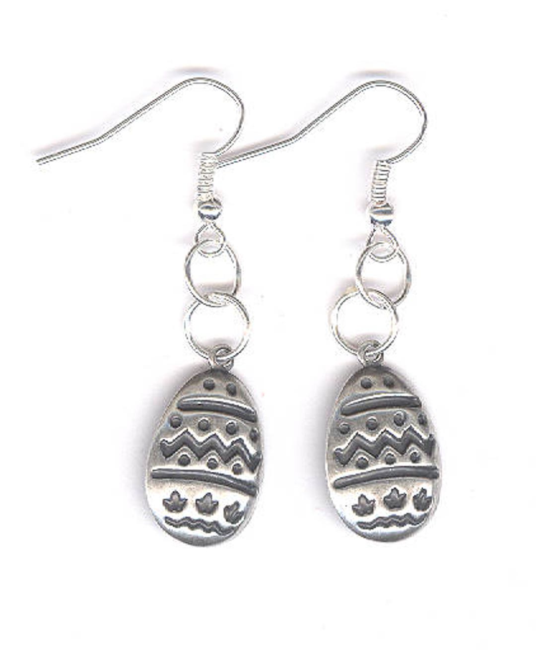 Easter Egg Earrings, Silver Easter Egg, Pierced Earrings, Charm Earrings, Egg, Easter, Charms ...
