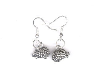 Hedgehog Earrings, Pet Line, charm earrings, pierced earrings, dangle earrings, drop earrings, silver tone earrings, hedgehog,