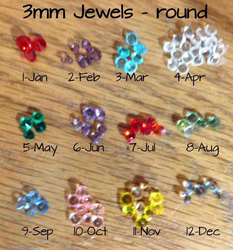 Floating Jewels, for floating lockets, birthstone jewels, 3mm round