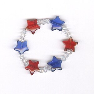 USA Baby Bracelet, red, blue, clear, star bracelet, Baby Bracelet, Patriotic bracelet, Independence Day, Memorial Day, Veteran&#39;s Day,