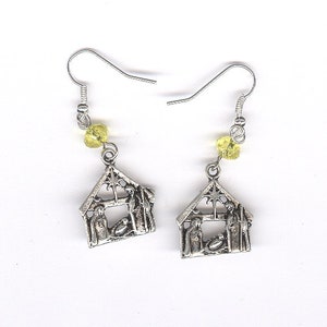 Nativity Earrings, Christmas Line, Christmas, Nativity, charm earrings, silver earrings, image 1