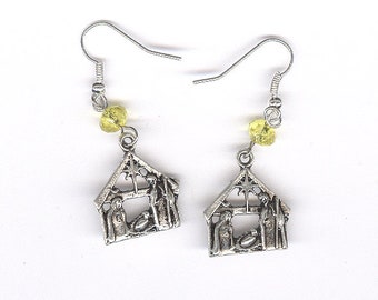 Nativity Earrings, Christmas Line, Christmas, Nativity, charm earrings, silver earrings,