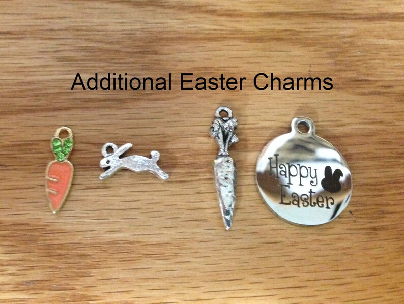 charm bracelet bicones Easter Line adjustable bracelet carrot charms Happy Easter charms bunny charms choose your charm,