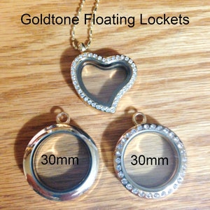 Gold Floating Lockets, floating locket, gift for her, 25-30mm, chain, floating charms,