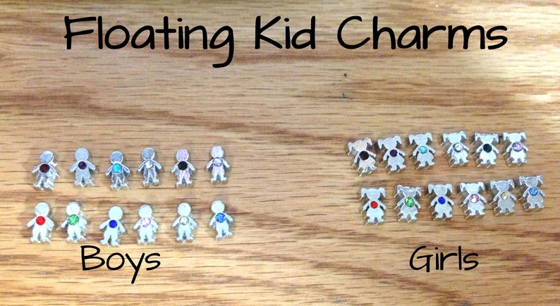 Floating jewelled kids, birthstones, boys and girls, kid charms, floating charms, image 1