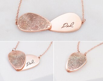 Fingerprint Necklace • Adjustable Heart Charm Necklace • Handwriting Necklace • Handwriting Jewelry • Memorial Fingerprint Jewelry • NM45