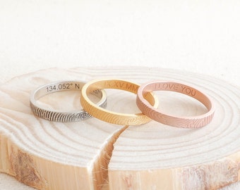 Skinny Fingerprint Ring • Fingerprint Jewelry • Custom Baby Fingerprint Ring • Wedding Band • Personalized Gift • MOTHERS GIFT• RM22F31