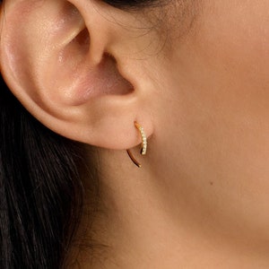 Pave Diamond Threader Earrings by Caitlyn Minimalist Arc Wire Earrings Minimalist Earrings Perfect for Your Earring Set ER156 image 2