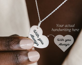 Handwriting Jewelry • Memorial Heart Necklace • Handwriting Heart Charm • Signature Necklace • Keepsake Jewelry • Mothers Day Gifts • NM32