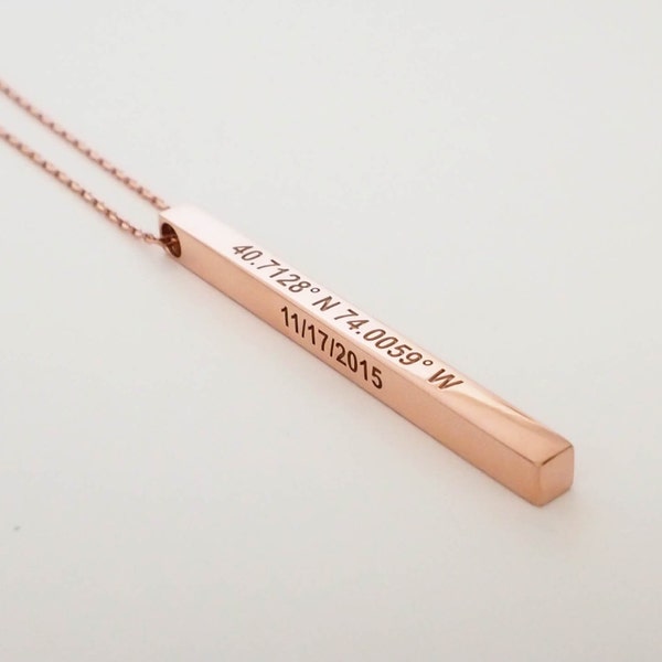 Custom Coordinates Necklace • Personalized Bar Necklace • Vertical Bar Layered Necklace • Wedding Jewelry • Anniversary Gift • NM21F30
