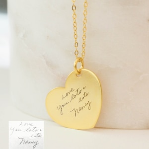 Handwriting Necklace • Handwriting Heart Necklace • Signature Necklace • Personalized Gift • Custom Heart Charm • Mother Gift • NM32
