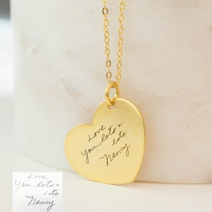Handschriftketting • Handschrifthartketting • Signatuurketting • Gepersonaliseerde cadeau • Aangepaste hartbedel • Cadeaus voor moeder • NM32