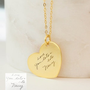 Handwriting Necklace • Handwriting Heart Necklace • Signature Necklace • Personalized Gift • Custom Heart Charm • Mother Gift • NM32