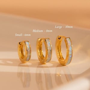 Opal Huggie Earrings by Caitlyn Minimalist • Opal Inlay Hoops in White, Blue & Green • Dainty Opal Jewelry • Perfect for Everyday Wear
