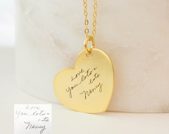 Handwriting Necklace • Handwriting Heart Necklace • Signature Necklace • Personalized Gift • Custom Heart Charm • Mother Gift • NM32