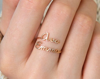 double name ring gold