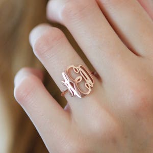 Monogram Ring • Monogram Initials Ring in Sterling Silver • Custom Statement Name Ring • Personalized Monogram Gift • Bridesmaid Gift • RM02