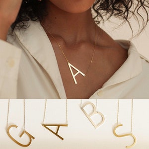 Sideways Initial Necklace • Large Initial Necklace • Oversized Letter Necklace • Monogram Necklace • Bridesmaids Gifts • NM40F39